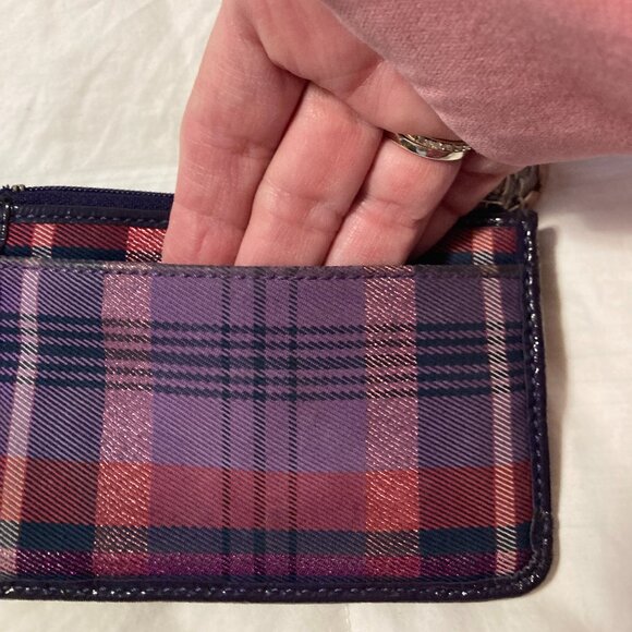 Coach Poppy Tartan Keychain Wallet Coin Purse - Picture 6 of 12